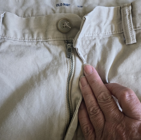 Mens Old Navy Kahaki 38x30 Pants Slim Chino Straight Leg 4 Pockets Flat Front - Picture 8 of 13